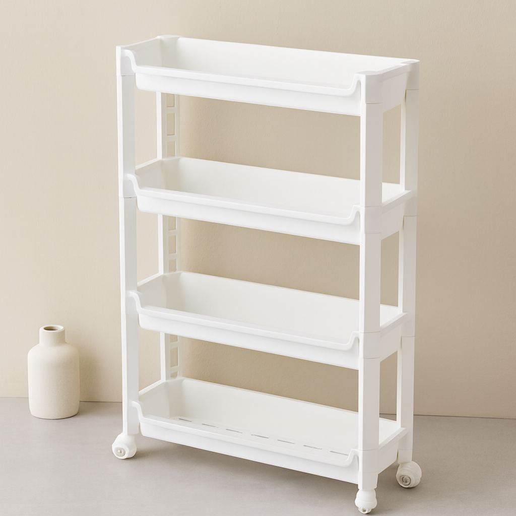 4 Katlı Tekerlekli Sepet Organizer Raf 465x145x670mm