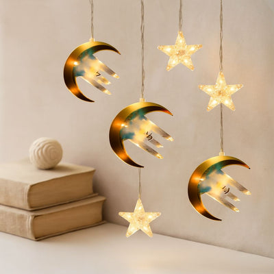Ramazan LED Perde Lamba 3m Fişli Eklemeli Hilal Cami Yıldız