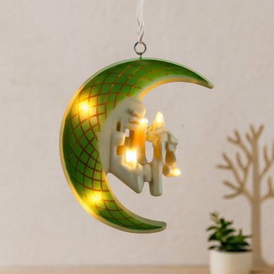 Ramazan LED Perde Lamba 3m (Fişli, Eklemeli) Yeşil Hilal Cami Yıldız