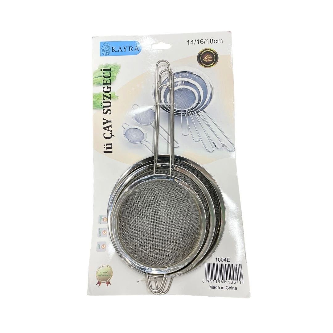 3'li Metal Süzgeç 14-16-18 cm