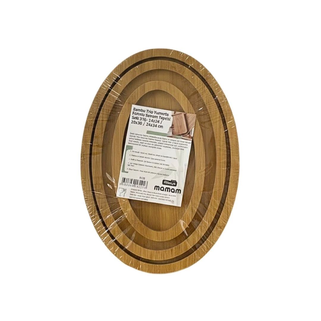 Bambu Oval 3'li Sunum Tepsisi