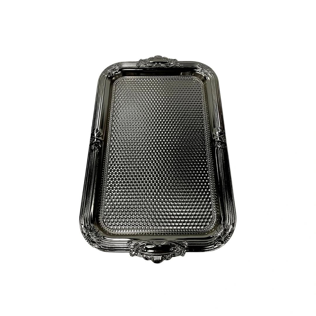 Gümüş Rengi Metal Dikdörtgen Tepsi