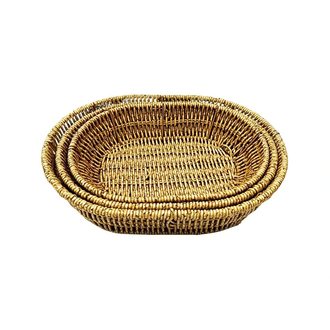 3'li Oval Hasır Sepet