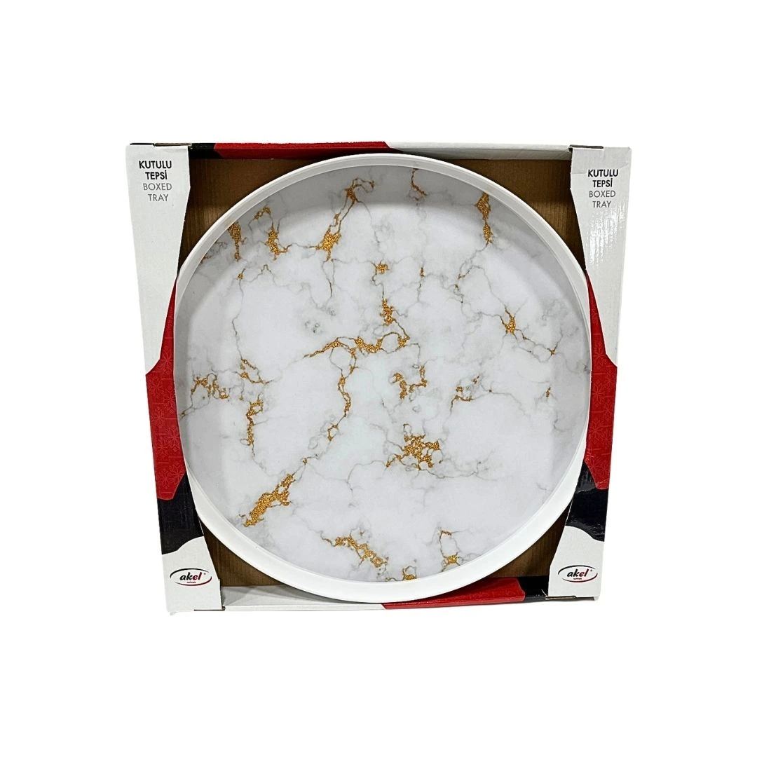 Desenli 40 cm Yuvarlak Melamin Tepsi