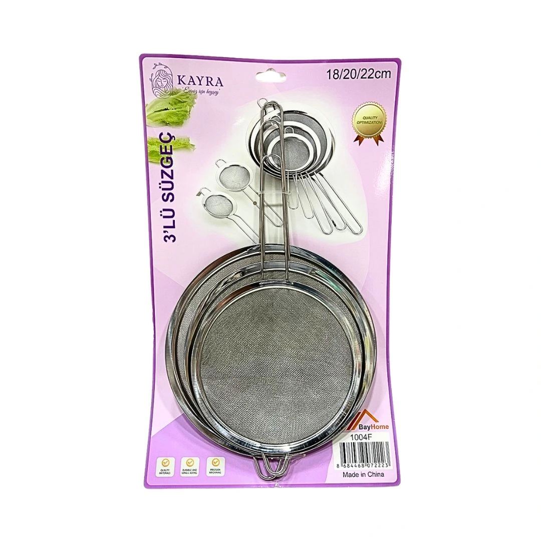 Metal 3'li Süzgeç 18-20-22 cm