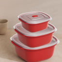 Kırmızı Kare Saklama Kabı Seti (550/1100/2200 ml) - 1