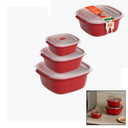 Kırmızı Kare Saklama Kabı Seti (550/1100/2200 ml) - 2