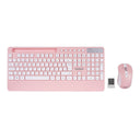 Kablosuz Klavye Mouse Seti - Telefon & Tablet Standlı (Beyaz/Pembe) - 2