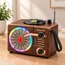 Işıklı Retro Bluetooth FM Radyo Hoparlör - USB & Type-C Şarjlı - 1