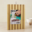 Bambu Kesme Tahtası 20x30x1.3 cm - Beyaz Çizgili Metal Kulplu - 1