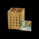 Ahşap Bambu 4 Bölmeli Kaşıklık Organizer (11x11 cm, Pencereli) - 2