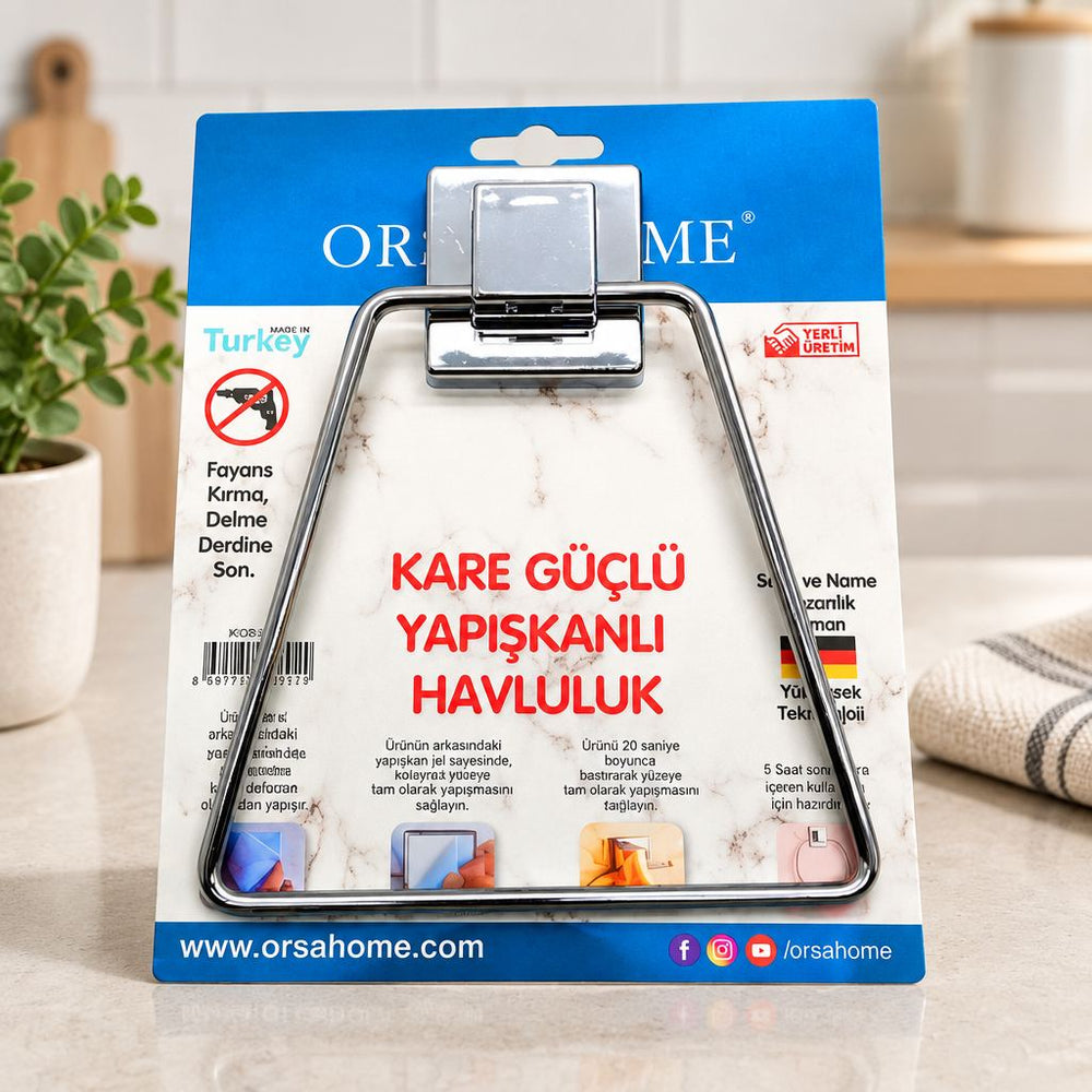 Yapışkanlı Metal Kare Havluluk Askı