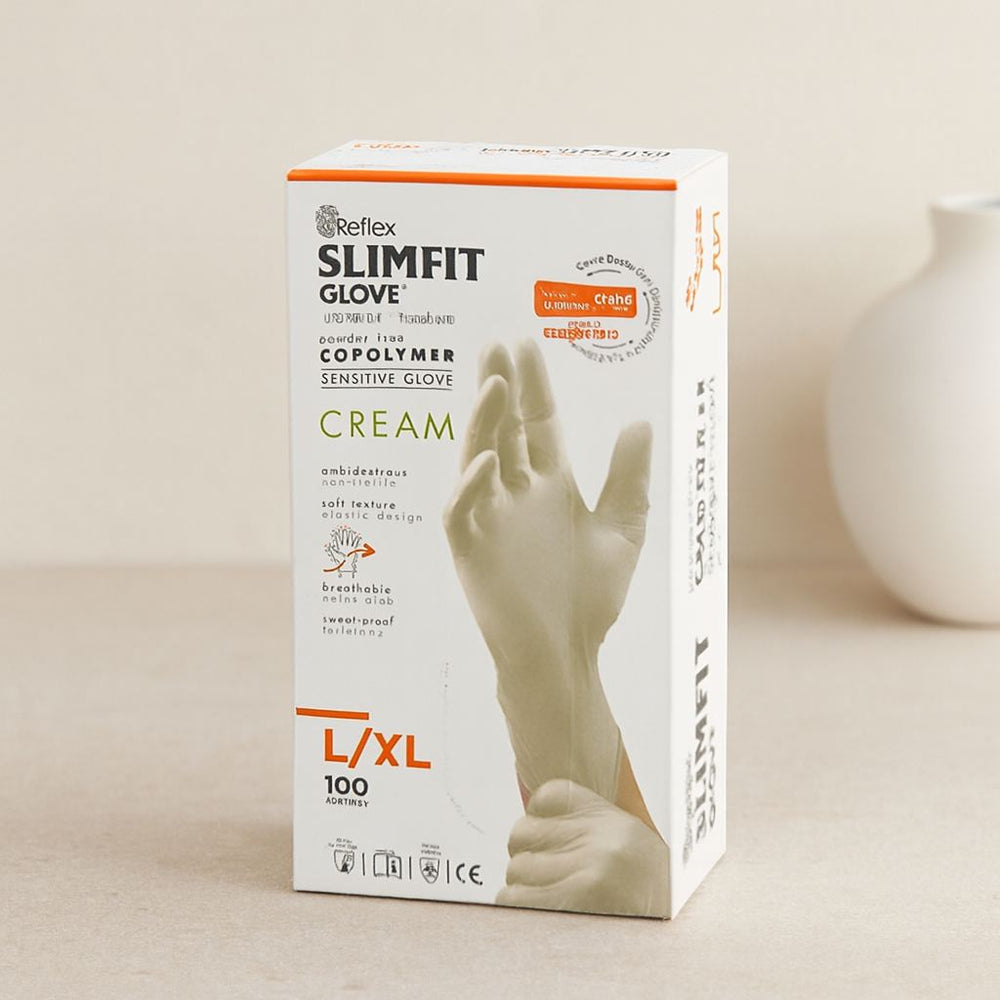 Pudrasız Slimfit Muayene Eldiveni L-XL Krem