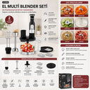 El Multi Blender Seti - 2 Hız, Paslanmaz Çelik Bıçak, 2 L Hazneli - 3
