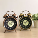 Yuvarlak Metal Çalar Saat 10 cm - Pilli Işıklı Fosforlu - 1
