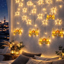 Ramazan LED Perde Lamba 3m (Fişli, Eklemeli) - Sarı Cami ve Yıldız - 2