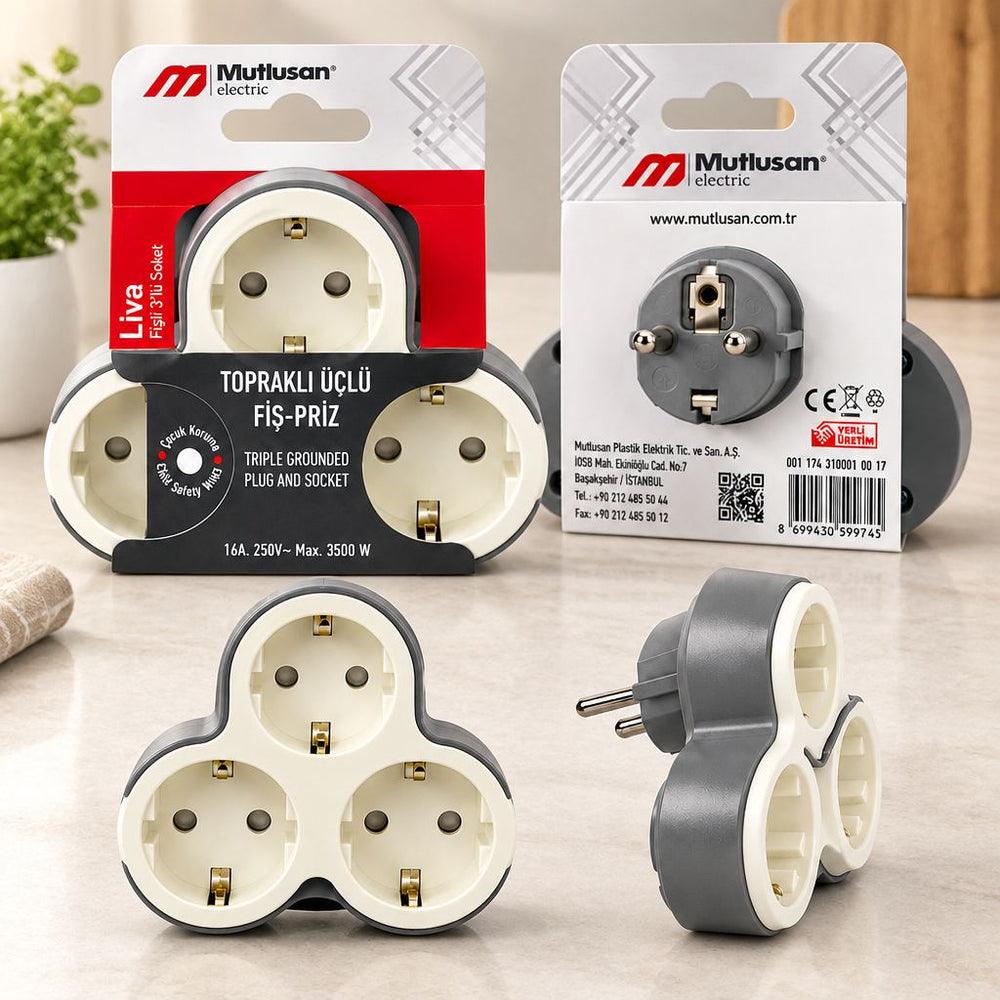 TOPRAKLI PRİZ FİŞ & GOLYAT ( 16A & 250V) ( MAX3500W)