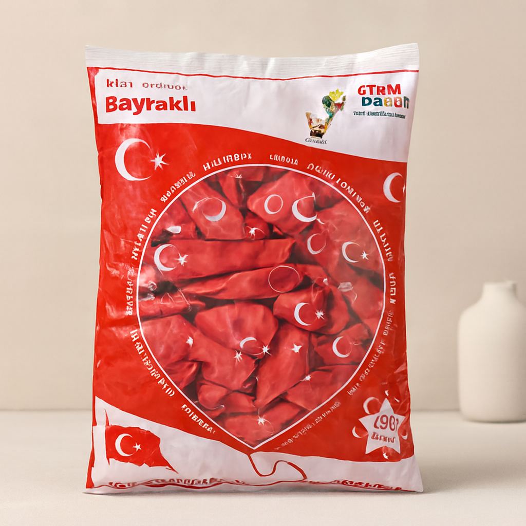 12 inç Bayraklı Lateks Balon - 100'lü Paket