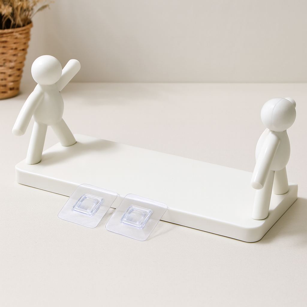 Tutacaklı Yapışkanlı Plastik Etejer Raf 13.5x33 cm Beyaz
