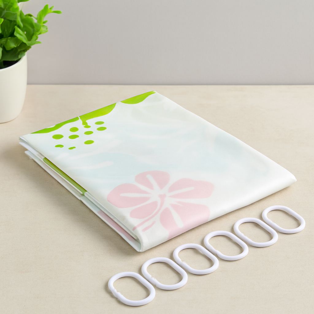 PVC Banyo Duş Perdesi 90x180 cm - 2'li, 12 Halka