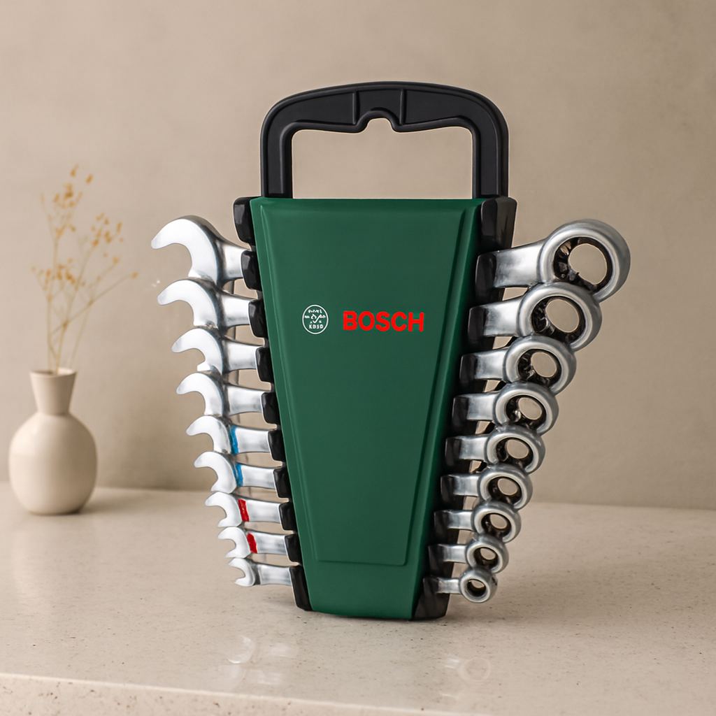 8 Parça 8-19 mm Kombine Anahtar Takımı (Plastik Standlı, Taşıma Aparatlı)