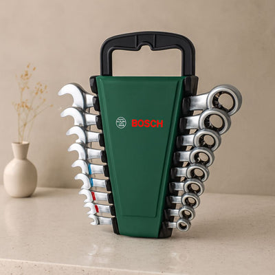 8 Parça 8-19 mm Kombine Anahtar Takımı (Plastik Standlı, Taşıma Aparatlı)