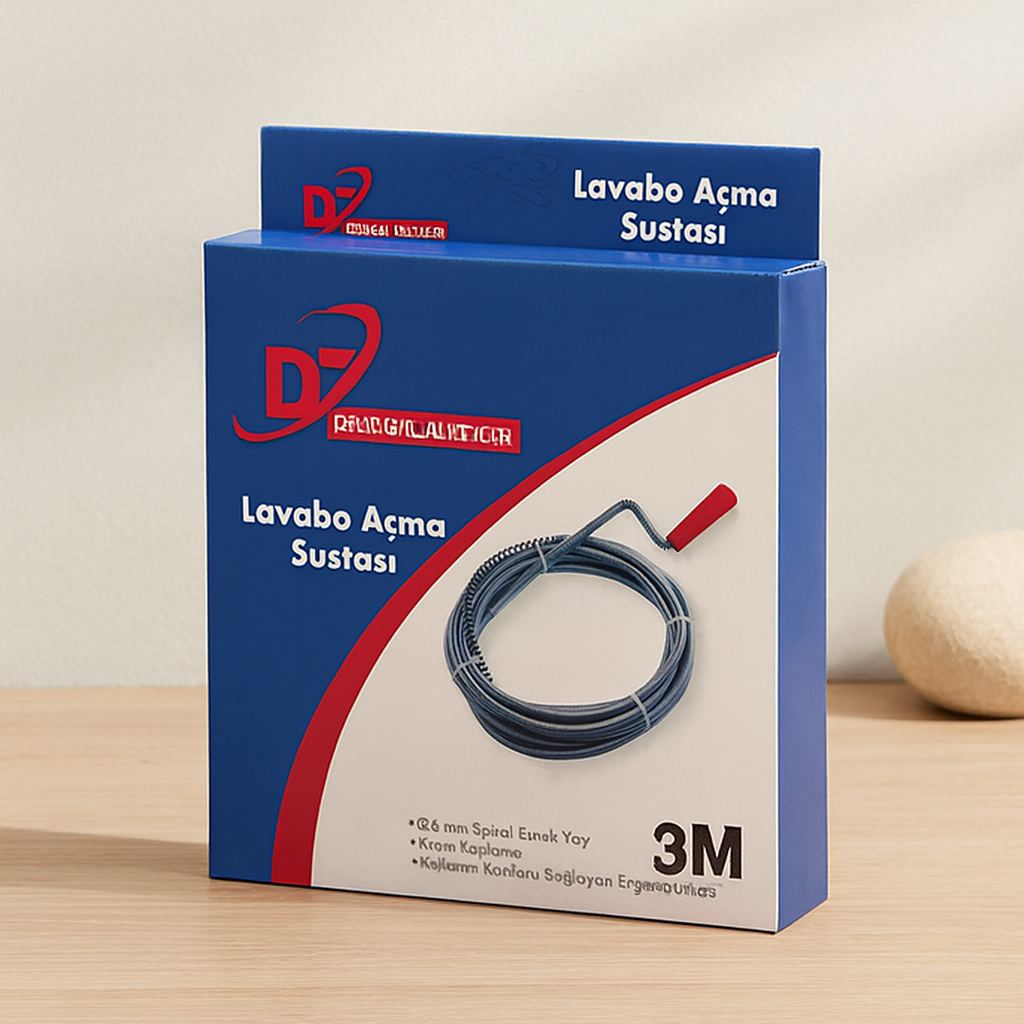 3 m Spiral Esnek Yay Lavabo ve Gider Boru Açıcı