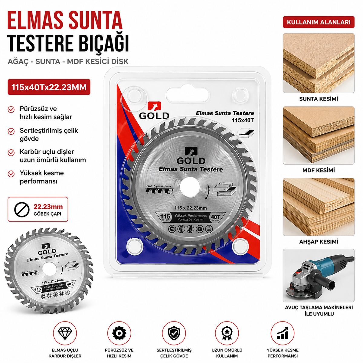 Sunta Kesici Disk 115 mm 40T 22.23 mm