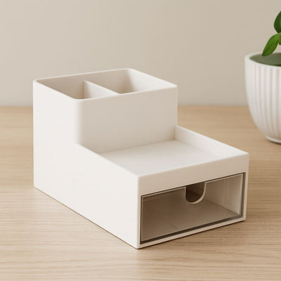 Plastik Makyaj Takı Organizer Tek Çekmeceli 3 Bölmeli 16x9.5 cm