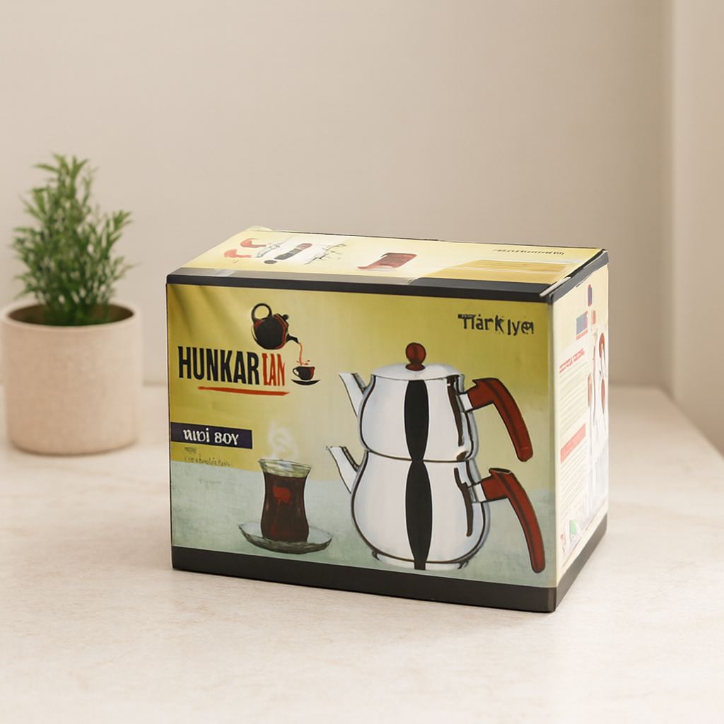Midi Boy Çelik Çaydanlık Seti - Kendinden Süzgeçli Renkli Bakalit Kulplu (0.5L/0.75L)