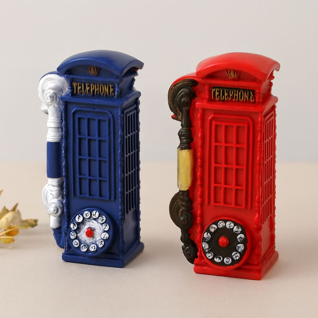 Telefon Kulübesi Dekoratif Reçine Kumbara - Vintage 20x6x6 cm