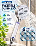 6 Modlu Filtreli Duş Başlığı Büyük Panel Su Tasarruflu Çok Fonksiyonlu Beyaz Duş Başlığı - 1