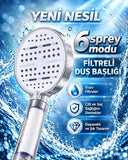 Büyük Panelli 6 Farklı Su Modlu Filtreli Duş Başlığı Beyaz Tasarım - 1