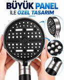 Büyük Panelli 6 Farklı Su Modlu Filtreli Duş Başlığı Siyah Metalik Tasarım - 4