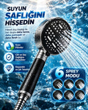 6 Sprey Modlu Filtreli Duş Başlığı Büyük Su Paneli Silikon Nozullu Modern Tasarım - 1