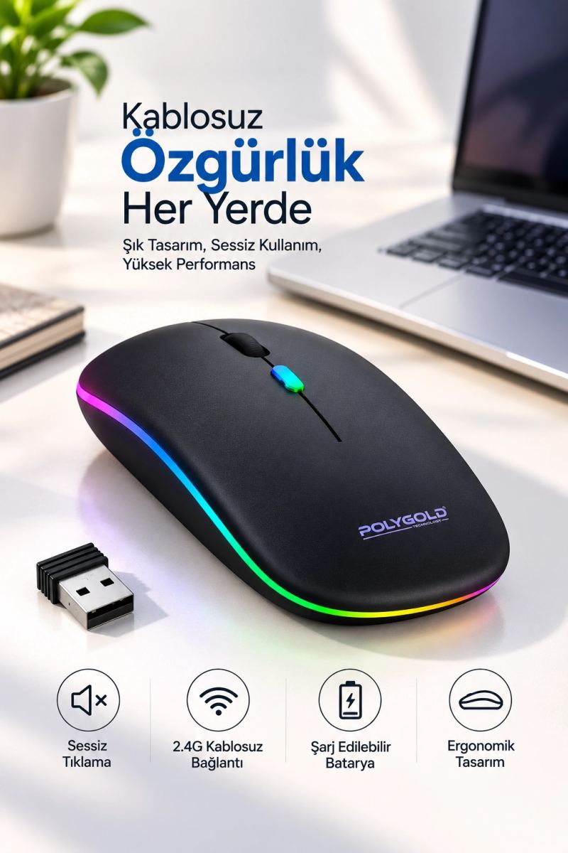 Sessiz Tıklama 800 1200 1600 Dpı Ayarlanabilir Mouse