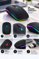 İnce Ergonomik Tasarım 2.4g Kablosuz Led Mouse - 3