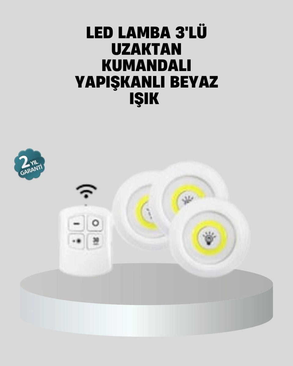 Uzaktan Kumandalı 3’lü Ayarlanabilir Spot Led Işık Seti