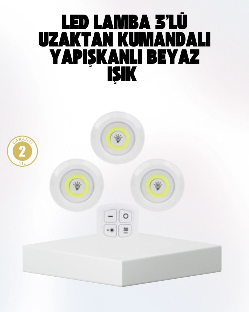 Kablosuz Gün Işığı 3’lü Led Spot Lamba Kumandalı