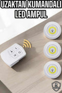 Led Lamba 3'lü Uzaktan Kumandalı Yapışkanlı Beyaz Işık - 1