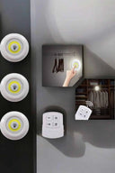 Spot Lamba Led Işık 3'lü Uzaktan Kumandalı Pilli Yapışkanlı Kablosuz - 4