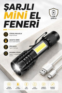 El Feneri Led Usb Şarjlı Zoom Mini Led Işık Acil Durum Feneri - 1