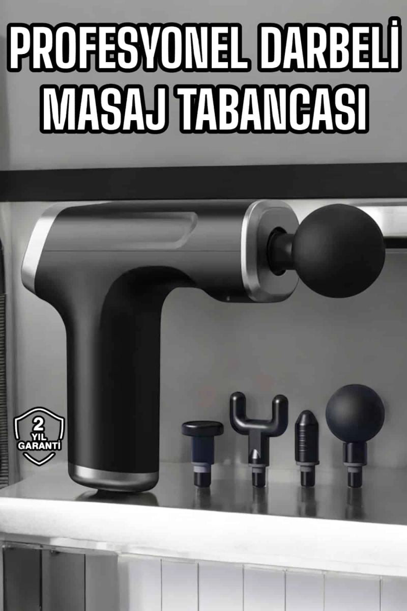 Masaj Tabancası 4 Başlıklı Kas Ve Vücut Ağrıları İçin Şarjlı Darbeli