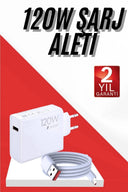 120w Şarj Aleti Hızlı Çift Turbo Şarj Aleti Seti Beyaz - 1