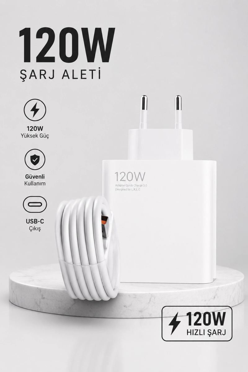 Turbo Hızlı Şarj Destekli 120w Usb-c Şarj Seti