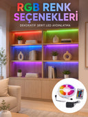5 Metre Kumandalı Rgb Led Şerit 2835 Smd Dekoratif Tv Oda Masa Arkası Aydınlatma - 1
