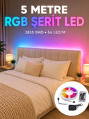 2835 Rgb Şerit Led 5 Metre 54 Led/m Uzaktan Kumandalı Renkli Dekorasyon Işığı - 1