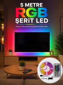 5 Metre Rgb Şerit Led 5050 Smd Uzaktan Kumandalı Renkli Dekoratif Led Aydınlatma Seti - 1