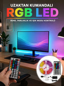 Uzaktan Kumandalı Rgb Şerit Led 5 Metre 12v 5050 Smd Çok Renkli Dekoratif Işık Seti - 1