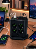 8'li Dikey Çoklu Priz 4 Usb 2 Type-c Girişli Akım Korumalı Uzatma Prizi - 2